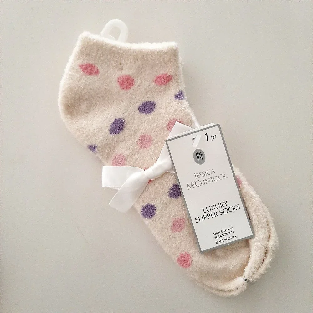 Bundle of 2 Pair Jessica McClintock Slipper Socks (Fuzzy Socks/Furry Socks) 9-11